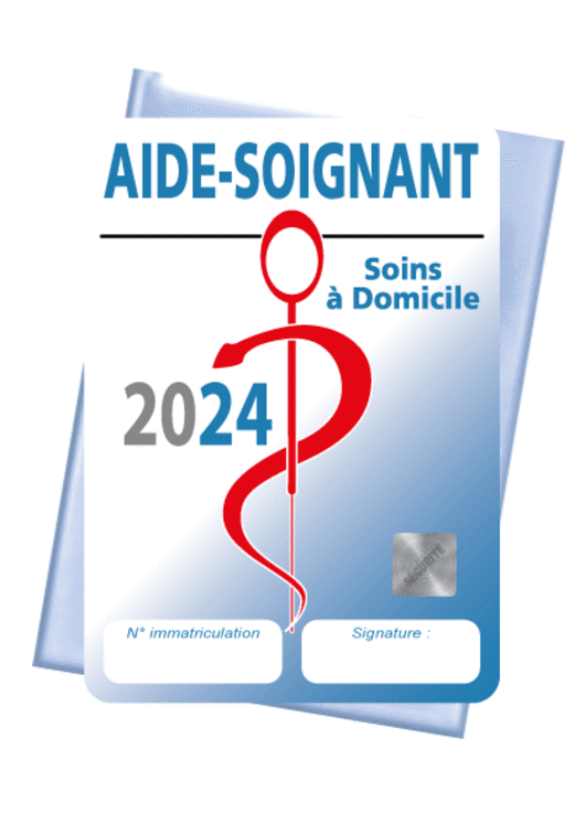 Caducée Aide Soignant Soins A Domicile 2024 + pochette adhésive
