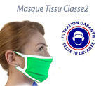 Masque tissu  UNS2 - VERT/BLANC