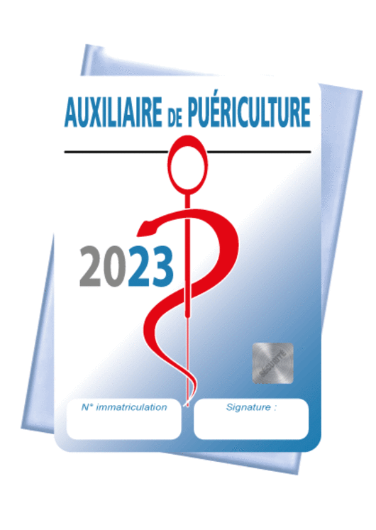 Caducée Auxiliaire De Puériculture 2023 + pochette adhésive