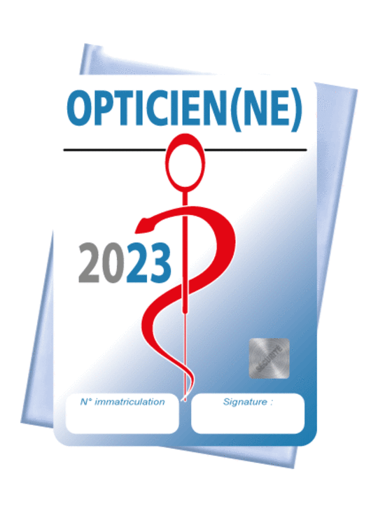 Caducée Opticien(ne) 2023 + pochette adhésive