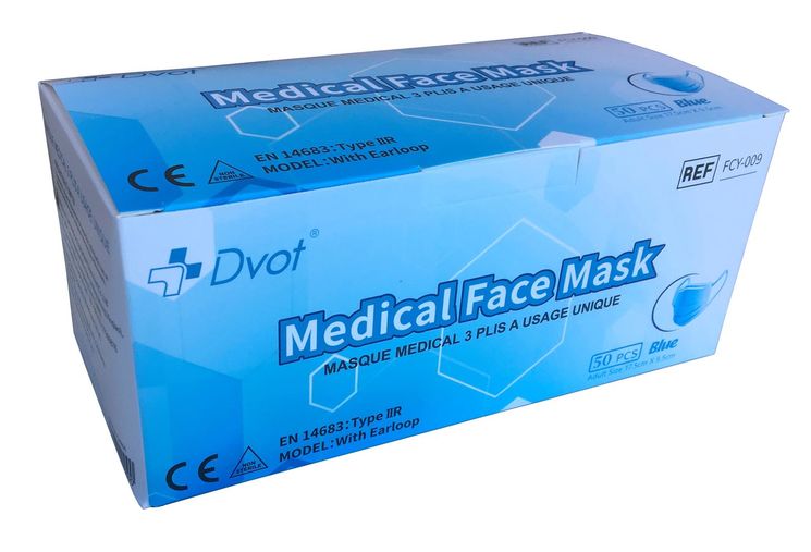 Masque Chirurgical 3 plis typeIIR - Boite de 50