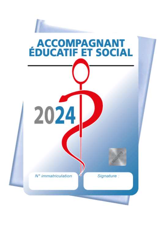 Caducée AES Accompagnant éducatif et social  2024 + pochette adhésive